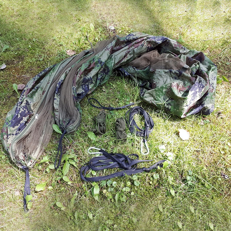 1 2 Person Outdoor Mosquito Net Parachute Hammock Camping Hanging Sleeping Bed Swing Portable Double Chair Hamac Army Green