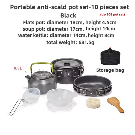1-3 Person Camping Cookware Set: Light, Portable Pot & Pan in Carrying Bag, Ideal for Outdoor Trips