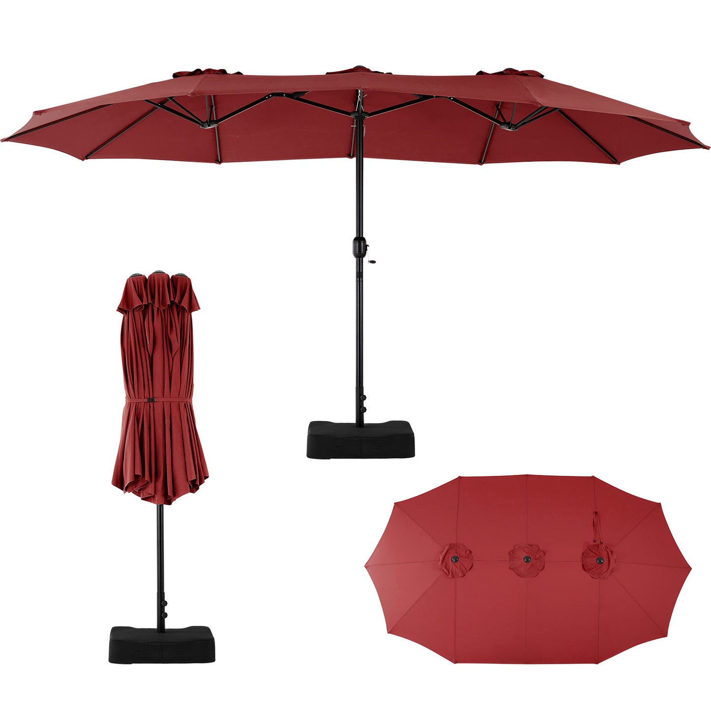 15ft Large Patio Umbrella With Base Included, Rectangle Table Umbrella Outdoor Patio, Outside Umbrellas For Deck, Market, Backyard