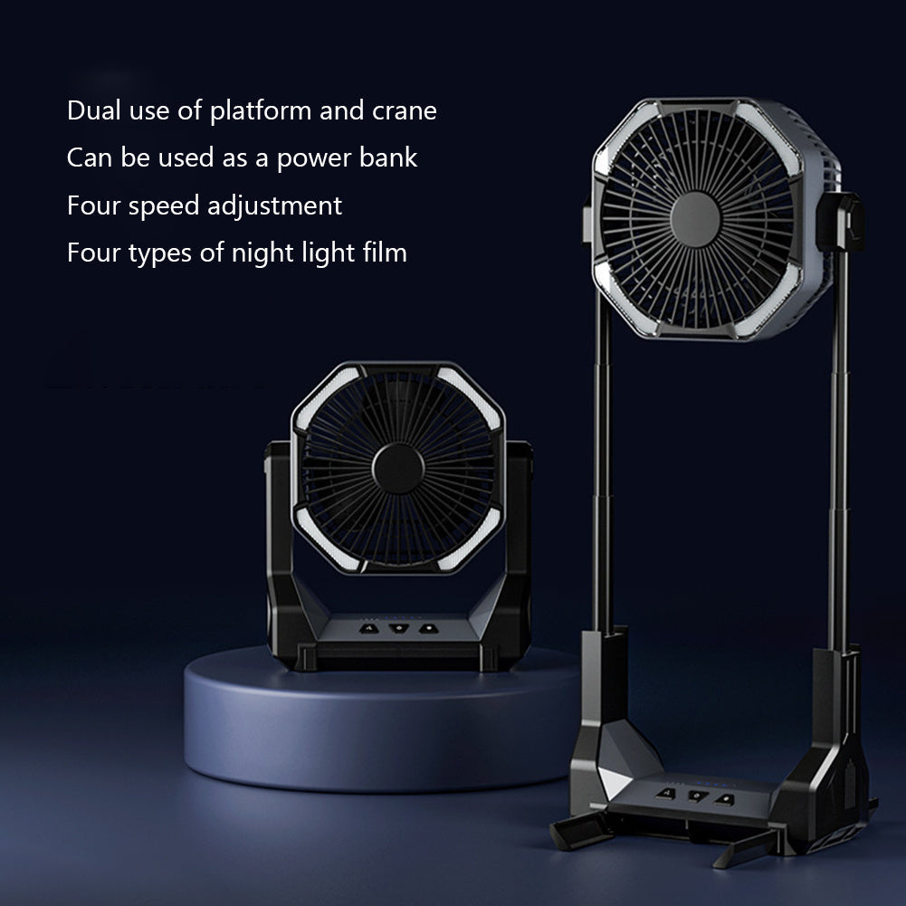 8000mAh Telescopic Wireless Electric Fan Outdoor Camping Fan USB Charging Portable Emergency Power Bank 4-speed Camping Supplies