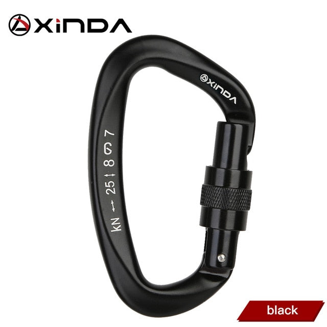 Xinda 25kN D-Shape Carabiner Climbing Security Safety Buckle Screw Gates Master Lock Carabiner Outdoor Rock Climbing Equipment