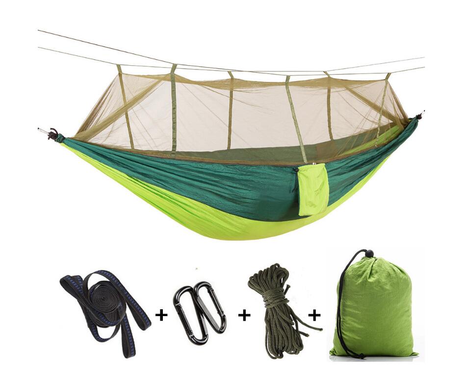 1 2 Person Outdoor Mosquito Net Parachute Hammock Camping Hanging Sleeping Bed Swing Portable Double Chair Hamac Army Green