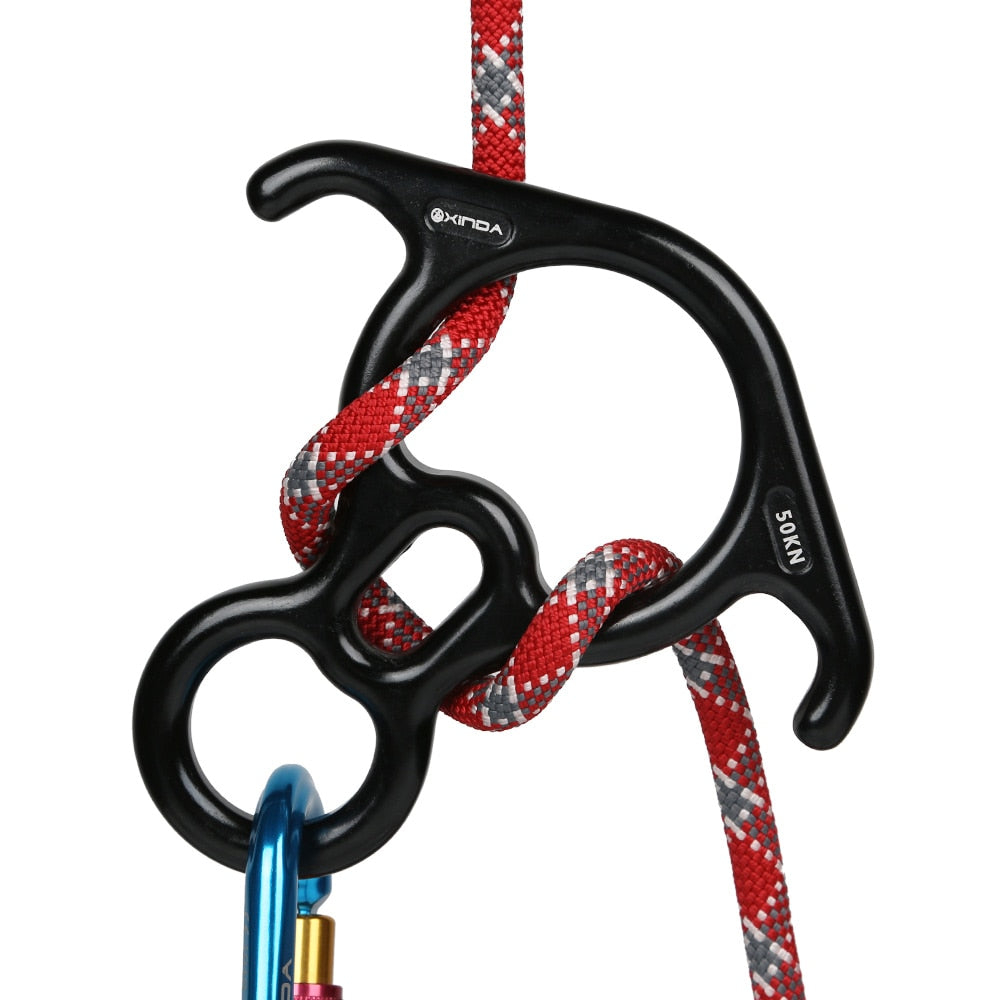 Xinda rock climbing descender OX Horn 8 descender ring downhill eight ring with Bent-ear Rappelling Gear Belay Device Equipment