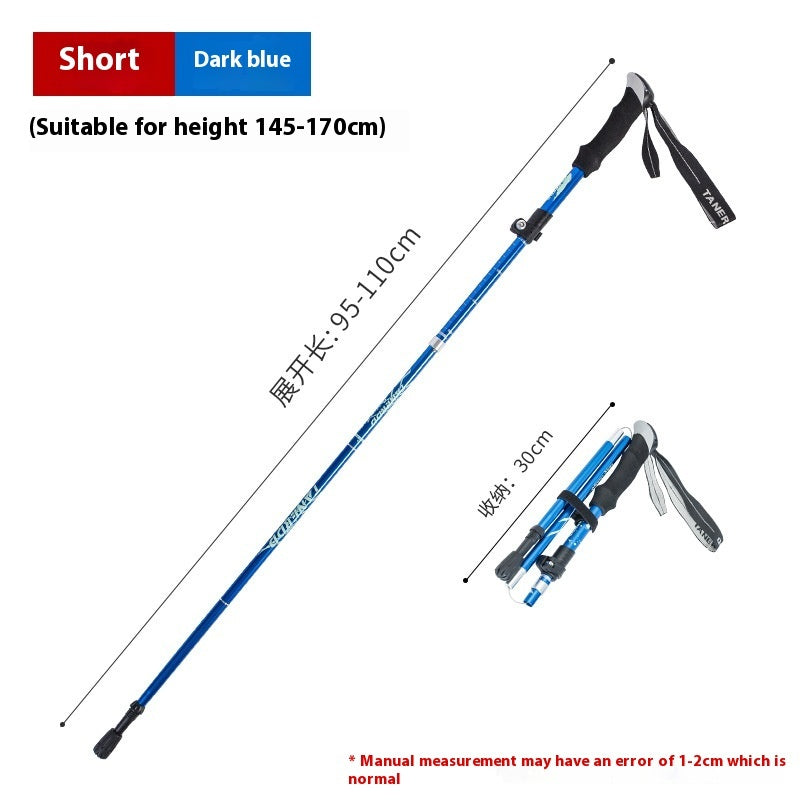 Alloy Foldable And Portable Telescopic Hand Hiking Alpenstock