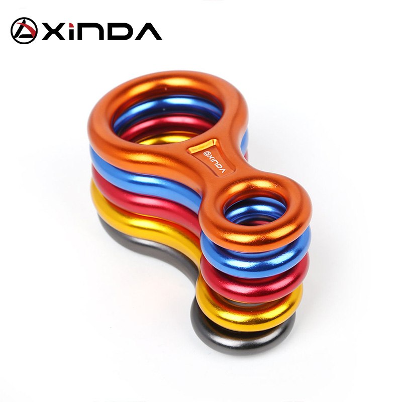 XINDA Rock Climbing 8-Shape Eight Ring Abseiling Device 45KN Descender Belay Rappelling Carabiner Outdoor Downhill Descent Kit
