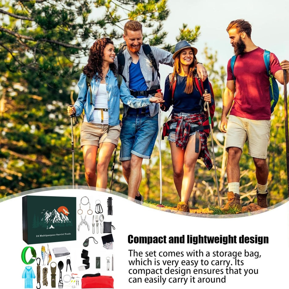 Men's Calendar Survival Kit 24-Day Christmas Countdown Emergency Survival Gear, Gift For Teens And Adults