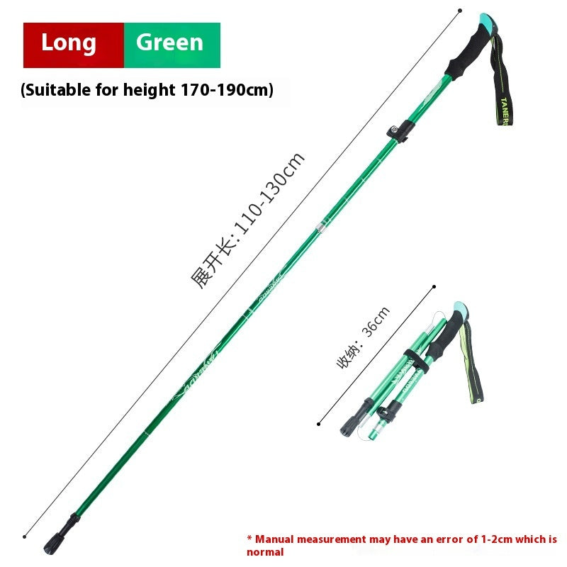 Alloy Foldable And Portable Telescopic Hand Hiking Alpenstock