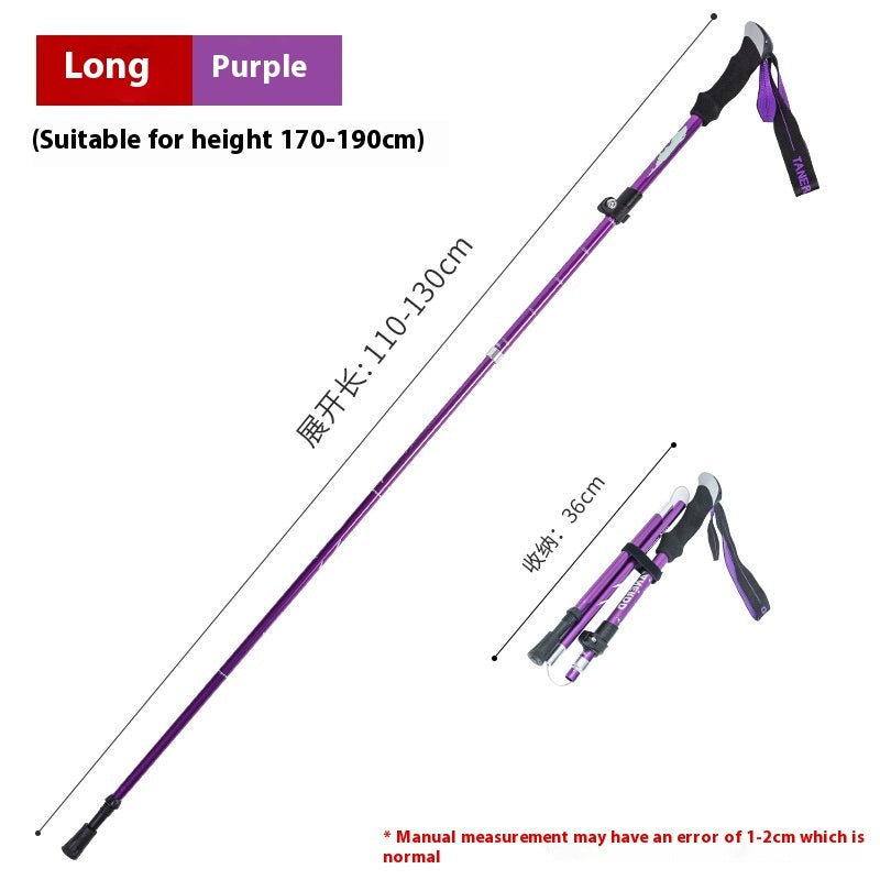Alloy Foldable And Portable Telescopic Hand Hiking Alpenstock