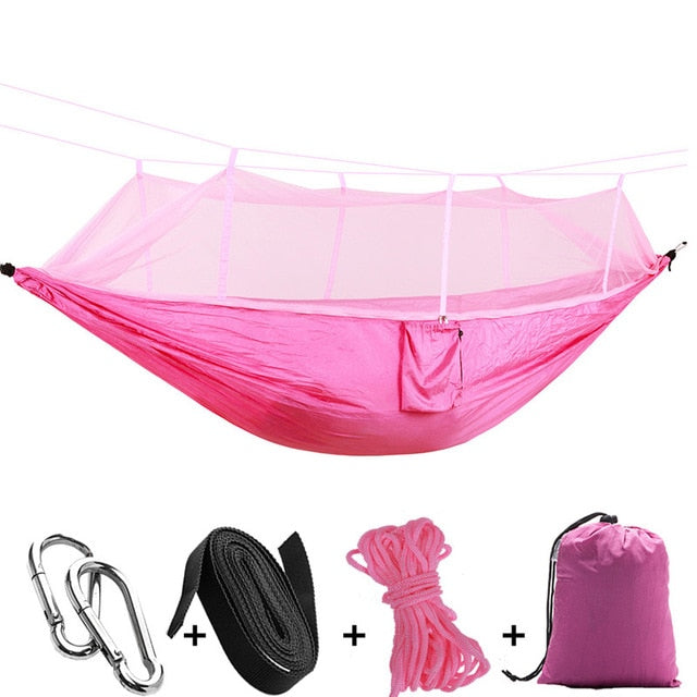 1 2 Person Outdoor Mosquito Net Parachute Hammock Camping Hanging Sleeping Bed Swing Portable Double Chair Hamac Army Green