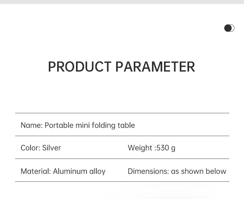 Black Lightweight Portable Folding Ultralight Roll Up Mini Aluminum Picnic Camping Table Foldable For Outdoor Hiking