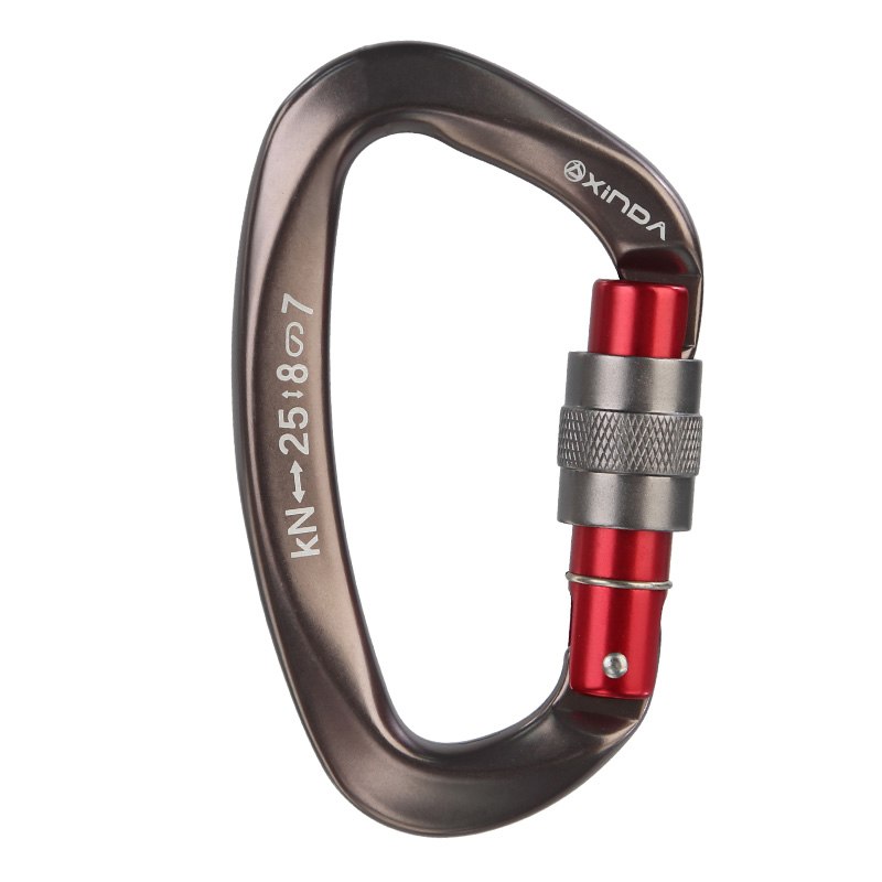 Xinda 25kN D-Shape Carabiner Climbing Security Safety Buckle Screw Gates Master Lock Carabiner Outdoor Rock Climbing Equipment