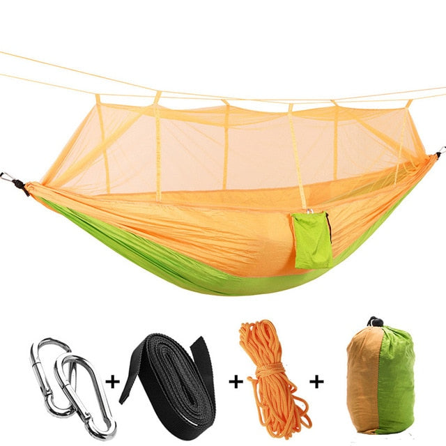1 2 Person Outdoor Mosquito Net Parachute Hammock Camping Hanging Sleeping Bed Swing Portable Double Chair Hamac Army Green