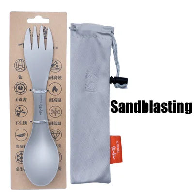 TiTo Outdoor Camping Picnic titanium Spoon Tableware titanium alloy Fork Ultralight pure titanium Spork