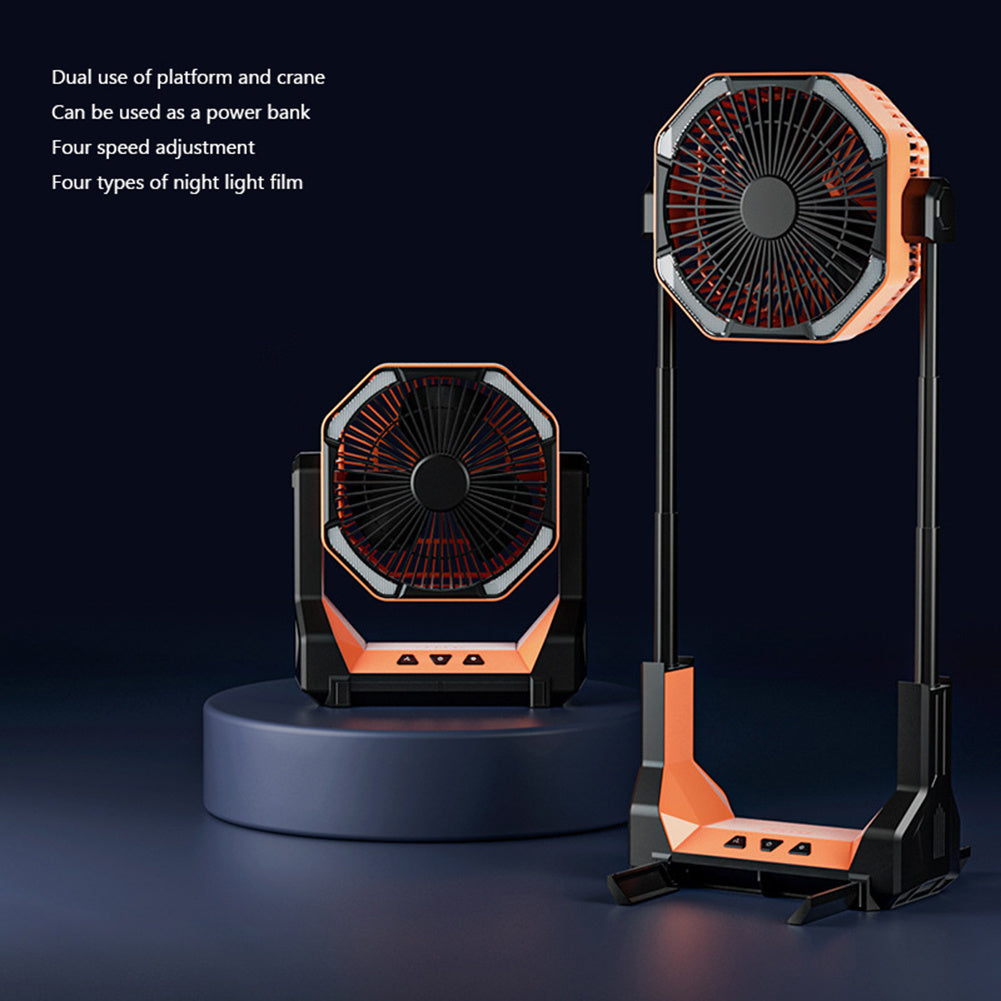 8000mAh Telescopic Wireless Electric Fan Outdoor Camping Fan USB Charging Portable Emergency Power Bank 4-speed Camping Supplies