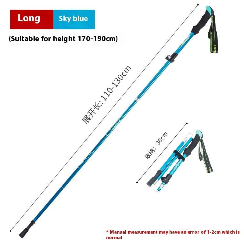 Alloy Foldable And Portable Telescopic Hand Hiking Alpenstock