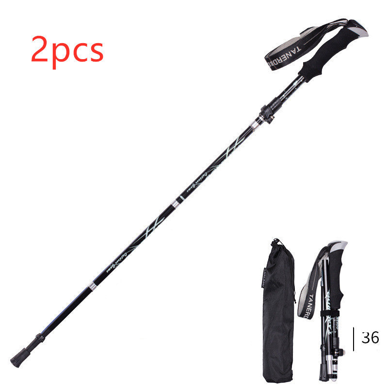 Folding Stick Trekking Straight Handle Stick Ultra-light And Ultra-short Retractable Can Be Put In The Bag