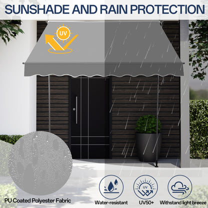 200x120x200-300cm Grey, Support Canopy, Polyester Fabric, Aluminum-iron Frame, Retractable