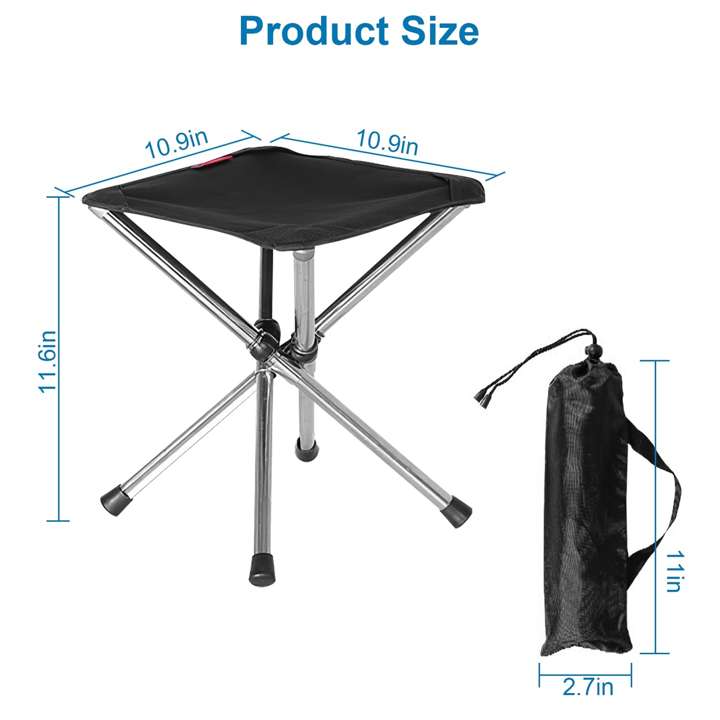 1Pc Foldable Camping Stool Retractable Portable Folding Chair Easy Setup Lightweight Backpacking Stool Carry Bag Fishing Camping Hiking BBQ