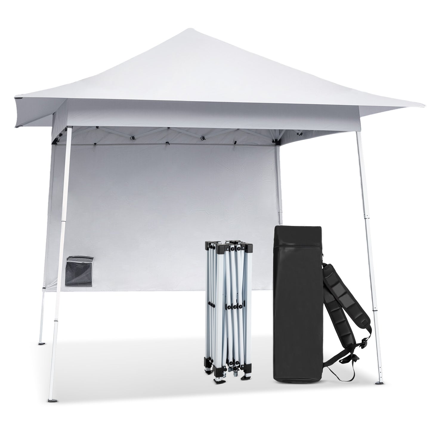 8X8ft White Diagonal Strap With One Side Of Cloth Canopy Folding Shed 210D Oxford Cloth White Spray Coated Iron Pipe Backpack Style Storage Bag Portable