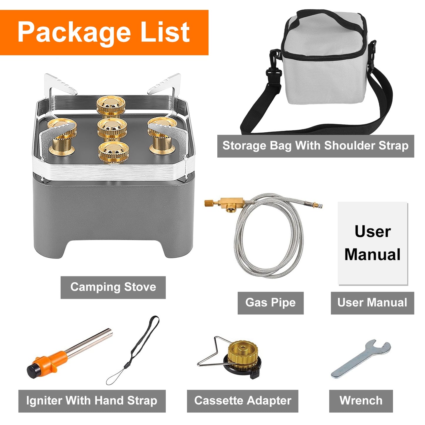 12000W Portable Camping Stove With Cassette Adapter Windproof Outdoor Backpacking Burner With Carrying Case Igniter For Outdoor Hiking Camping Picnic Backpacking