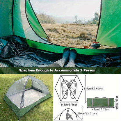 Green Ultralight Backpacking Tent 2 Person Waterproof Camping Tent 2 Person Double Layer Outdoor Simple Pitch Tent Suitable For Family Camping, Hiking Hunting Mountaineering Travel