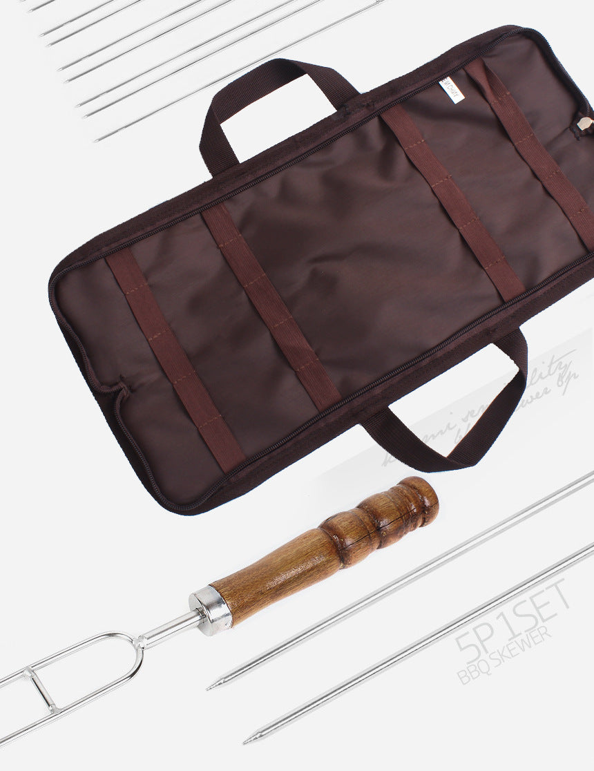 Outdoor Grill Grill Fork Wood Handle U Type Grill Pin Stainless Steel Grill Stick Wood Handle U Type Roast Pin Picnic Grill Meat