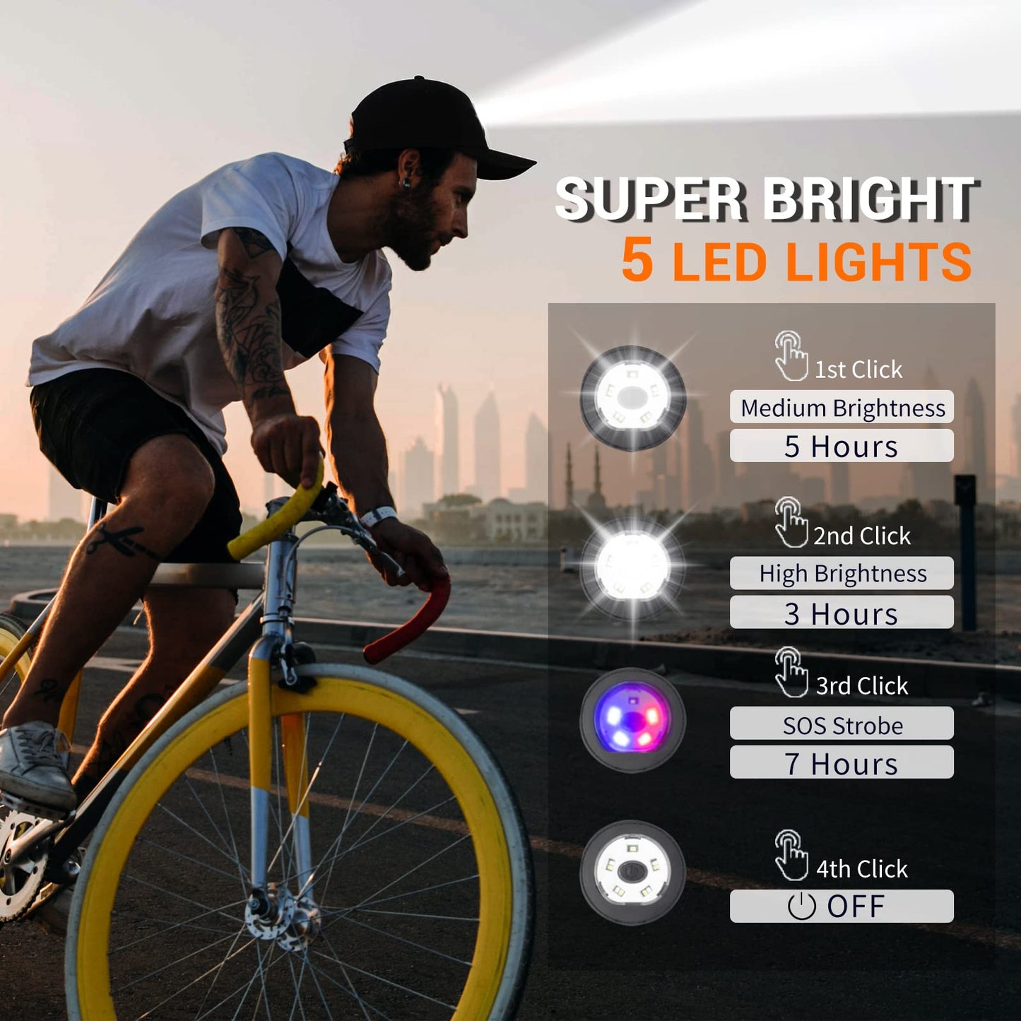 Head mounted lighting sun hat LED light luminous peaked cap removable and washable golf hat