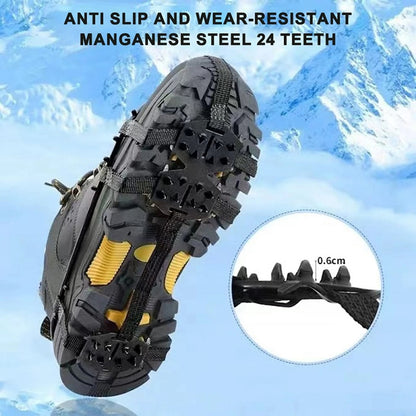 24 Teeth Ice Grips Anti-Slip Ice Claws Winter Gripper Unisex Snow Claw Shoe Covers Climbing Chain Crampons Outdoor Accessories