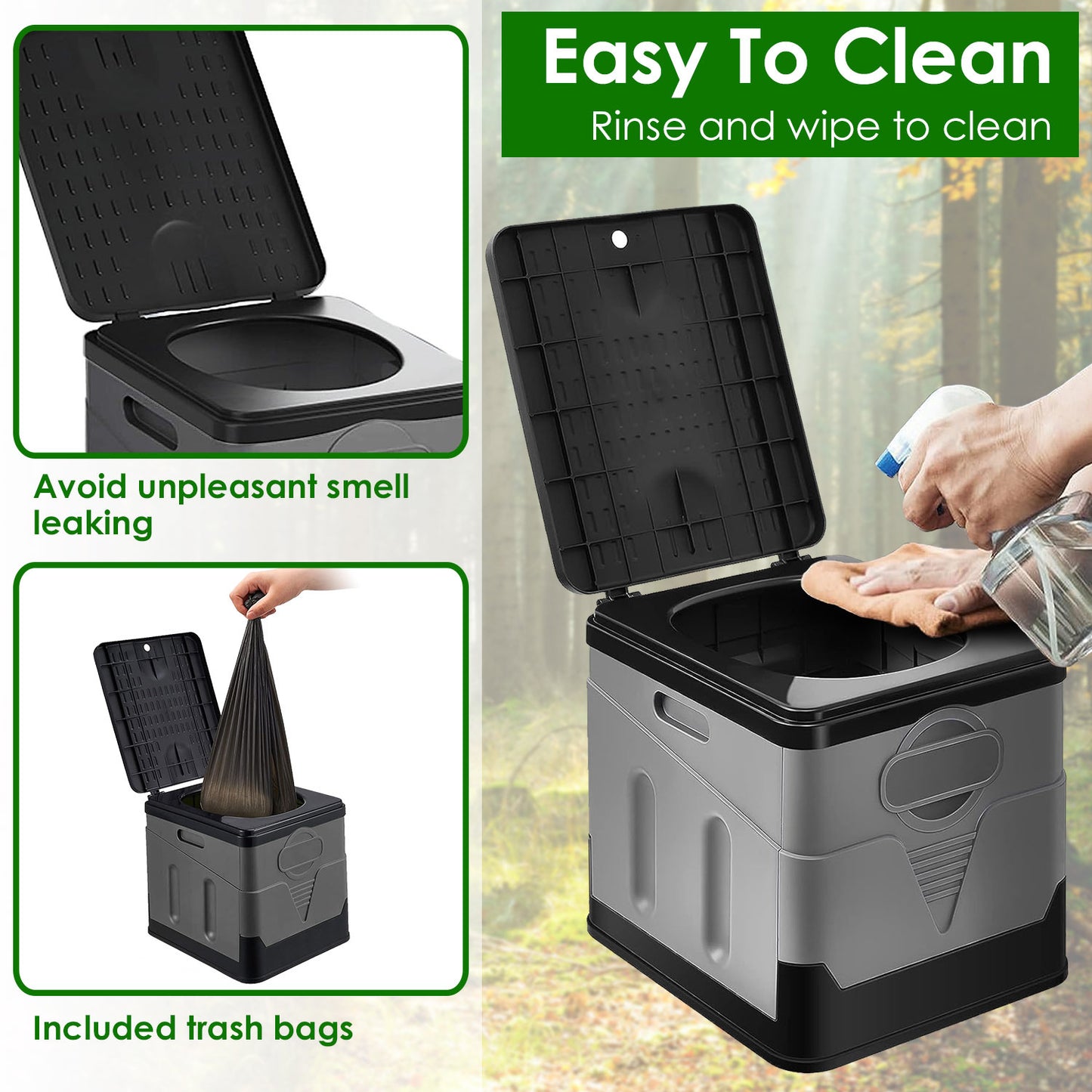1Pc Portable Toilet For Car Camping Boating Hiking Outdoor Travel Potty With Carry Bag Foldable Emergency Toilet With Lid Trash Bags