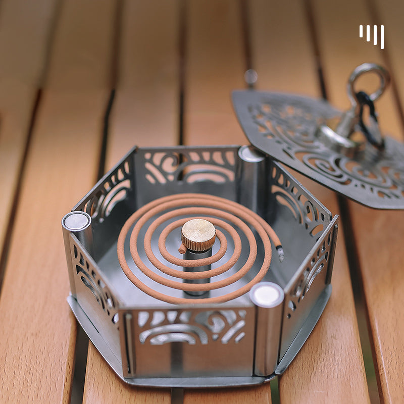 Outdoor Magnetic Mosquito Incense Box Camping Portable Stainless Steel Windproof Hollow Multi functional Mosquito Incense Plate