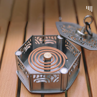 Outdoor Magnetic Mosquito Incense Box Camping Portable Stainless Steel Windproof Hollow Multi functional Mosquito Incense Plate