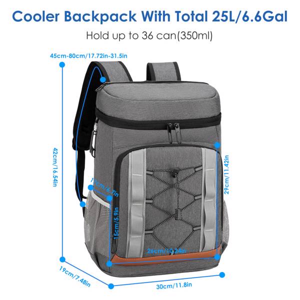 Cooler Backpack 36 Can Leakproof Insulated Cooler Backpack With 25L-6.6Gal For Picnic Camping Beach Hiking Fishing Travel