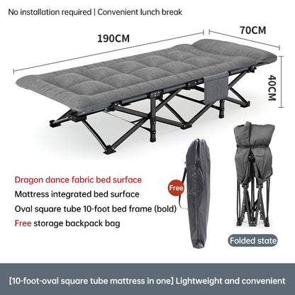 Outdoor camping bed, foldable beach bed, single garden siesta bed, with storage bag, lightweight.