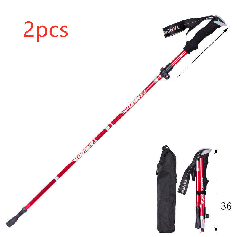 Folding  Stick Trekking Straight Handle Stick Ultra-light And Ultra-short Retractable Can Be Put In The Bag