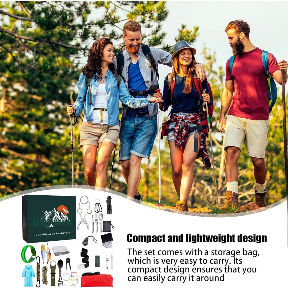 Men's Calendar Survival Kit 24-Day Christmas Countdown Emergency Survival Gear, Gift For Teens And Adults