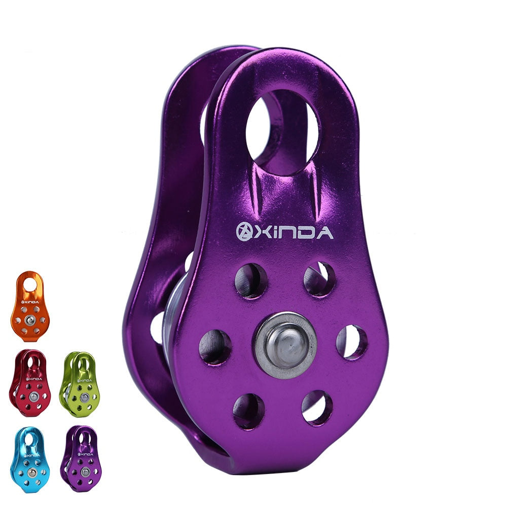 XINDA Rock Climbing Pulley Fixed Sideplate Single Sheave Pulley Outdoor Survival Tool High Altitud Traverse Hauling Gear