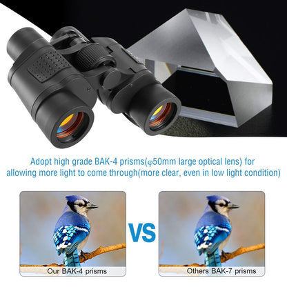 Portable HD Binoculars With FMC Lens Low Light Night Vision Telescope For Bird Watching Hunting Sports Events Concerts Adventure With Shoulder Strap Bag