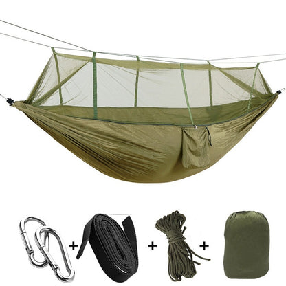1 2 Person Outdoor Mosquito Net Parachute Hammock Camping Hanging Sleeping Bed Swing Portable  Double  Chair Hamac Army Green