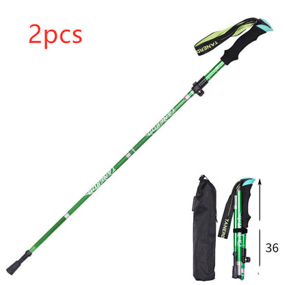 Folding  Stick Trekking Straight Handle Stick Ultra-light And Ultra-short Retractable Can Be Put In The Bag