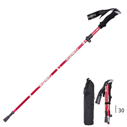 Folding  Stick Trekking Straight Handle Stick Ultra-light And Ultra-short Retractable Can Be Put In The Bag