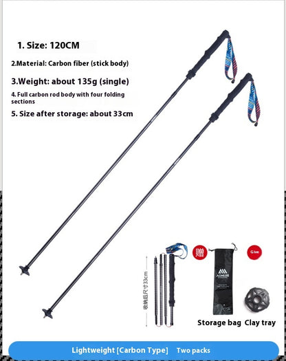 Carbon Trekking Pole Folding Carbon Fiber Off-road Cane
