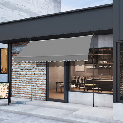 300x120x200-300cm, Grey, Support Canopy, Polyester Fabric, Aluminum-iron Frame, Retractable