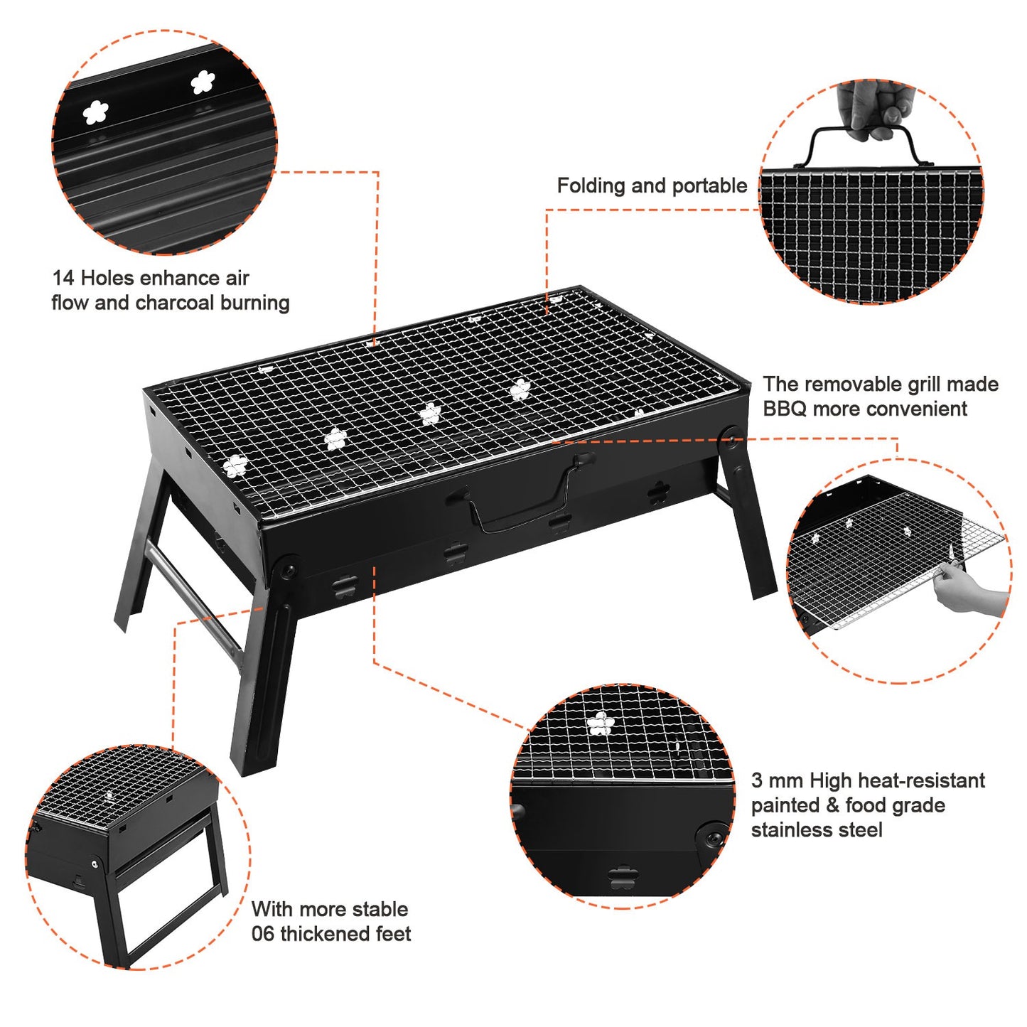 Portable BBQ Grill Foldable Charcoal Grill Camping Garden Outdoor Travel