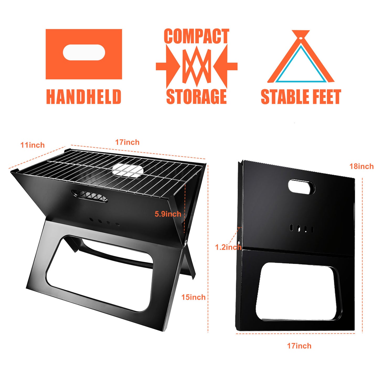 Portable BBQ Grill Foldable Charcoal Grill Camping Garden Outdoor Travel