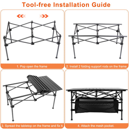 1Pc Folding Camping Table Portable Lightweight Aluminum Roll-up Picnic BBQ Desk With Carrying Bag For Outdoor Beach Backyard Party Patio Fedex Shipping