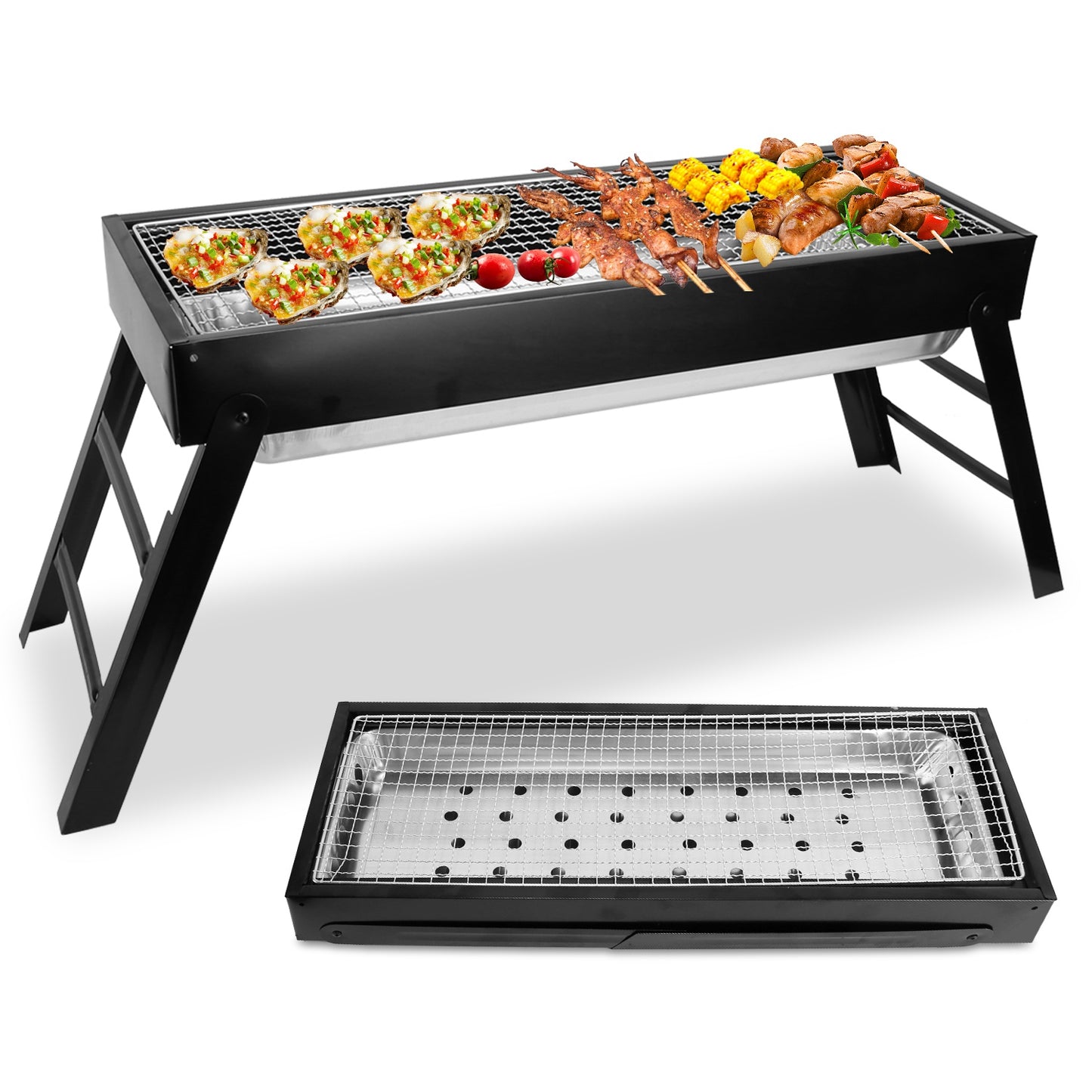 1Pc Foldable Charcoal BBQ Grill Stainless Steel Grill Net Easy Setup Portable Tabletop Barbecue Grill For Camping Picnic Outdoor Party Yard Fedex Shipping