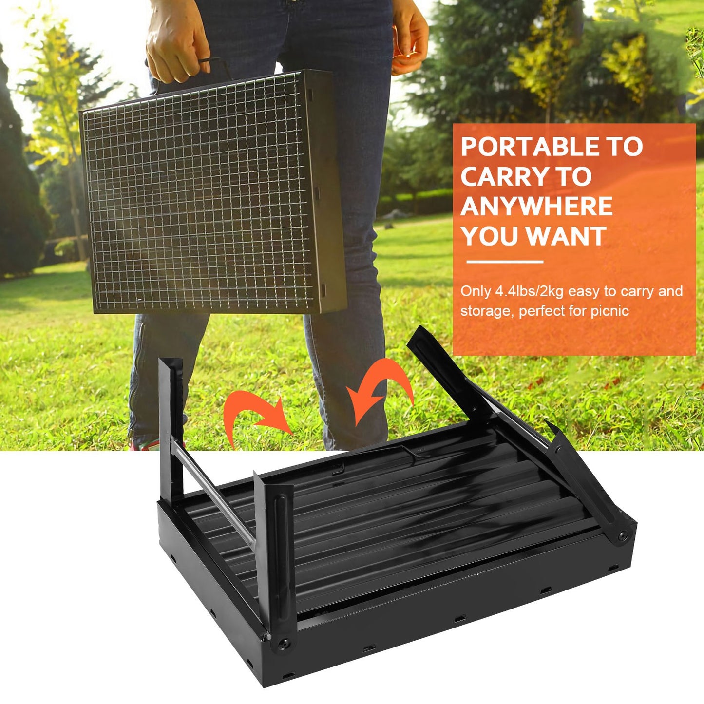 1Pc Portable BBQ Grill Foldable Charcoal Grill Lightweight Smoker Grill For Camping Picnics Garden Grilling