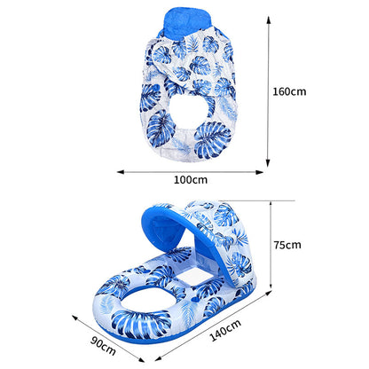 1pc Thick Large Swimming Pool Float With Cup Holder And Sunshade, Essential For Pool Parties And Beaches, Comes With A Manual Air Pump