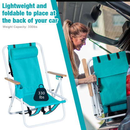 2pcs 23X21.7X31.5in Mint Green Beach Chair