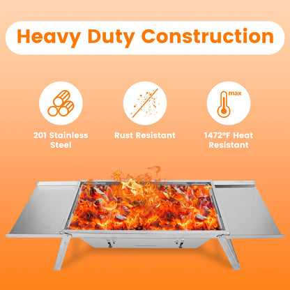 1 Set 3 In 1 Foldable Charcoal Grill Fire Pit Slow Cooker 2-3 People Portable Camping Grill Stainless Steel BBQ Grill For Camping Tailgating Yard